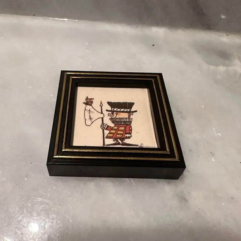 Vintage Rare Framed London-Themed Tile Handmade Art Set of 8